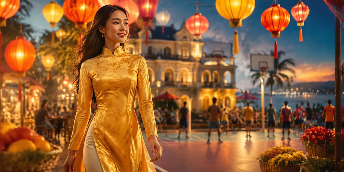 Không khí cá cược bóng rổ sôi động tại Đà Lạt với trang phục áo dài truyền thống